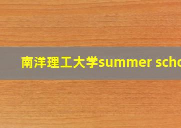 南洋理工大学summer school